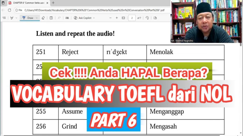 Vocabulary TOEFL dari NOL Part 6 | Rumah Cerdas Bahasa Inggris | Kursus Bahasa Inggris Klaten (085831468064)